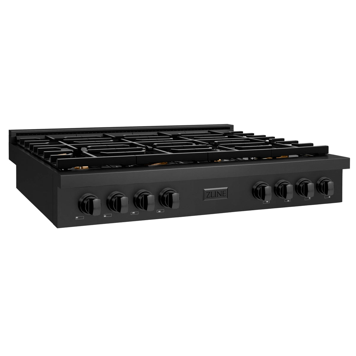 ZLINE - 48 in. Paramount Gas Rangetop with 8 Brass Burners and Porcelain Cooktop in Black Stainless Steel (SRTB-BR-48)