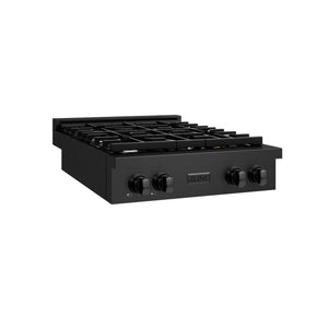 ZLINE - 30 in. Paramount Gas Rangetop with 4 Burners and Porcelain Cooktop in Black Stainless Steel