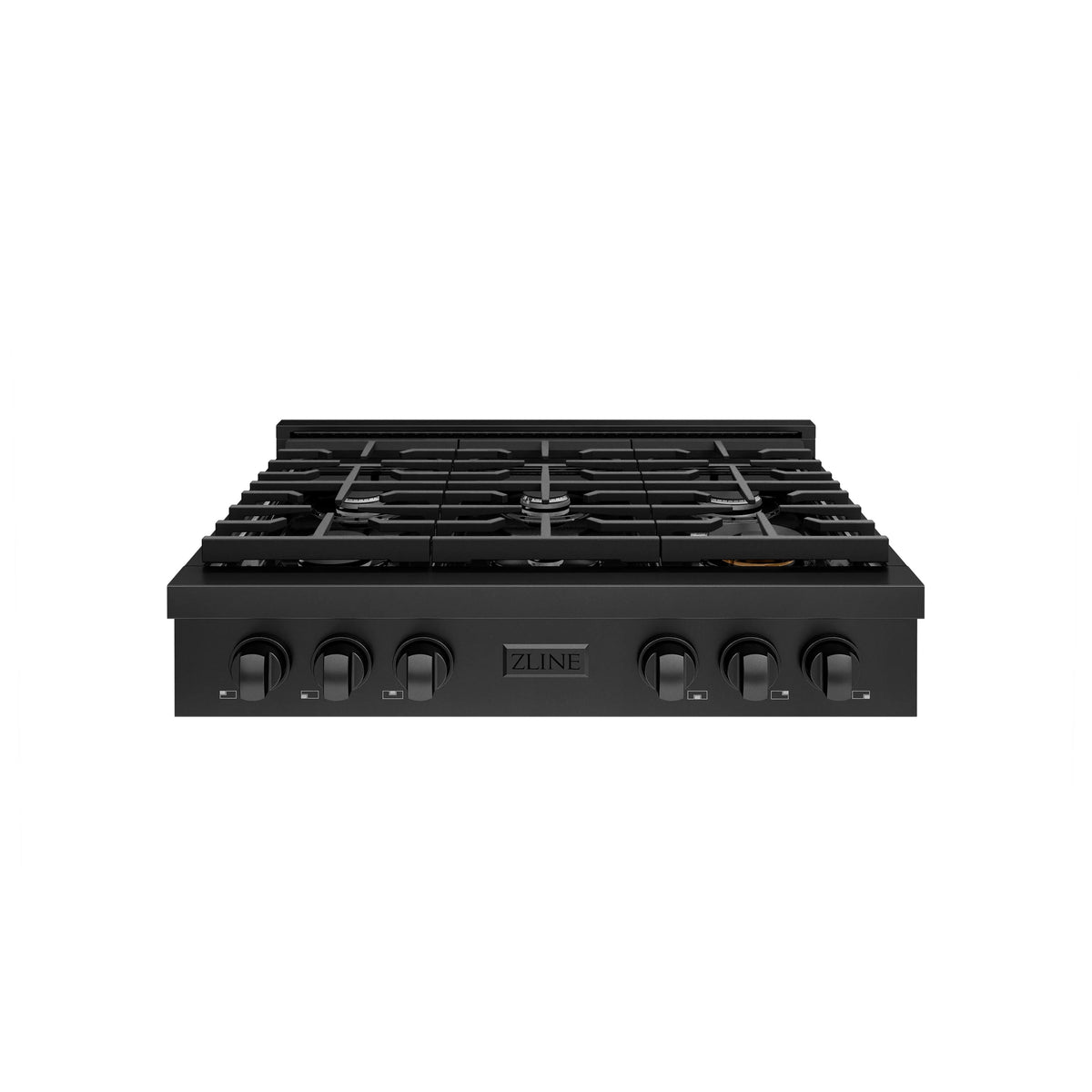 ZLINE - 36 in. Paramount Gas Rangetop with 6 Burners and Porcelain Cooktop in Black Stainless Steel