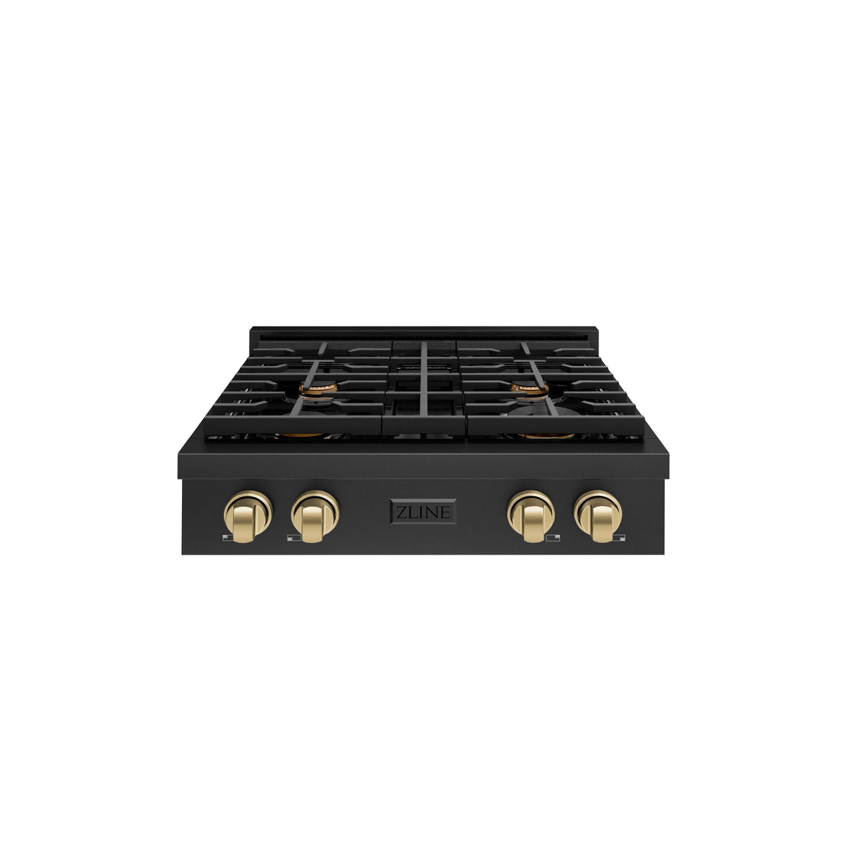 ZLINE - 30 in. Autograph Edition Paramount Gas Rangetop with 4 Burners and Porcelain Cooktop in Black Stainless Steel with Champagne Bronze Accents