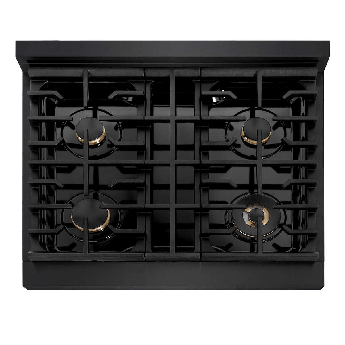 ZLINE - 30 in. Autograph Edition Paramount Gas Rangetop with 4 Burners and Porcelain Cooktop in Black Stainless Steel with Champagne Bronze Accents