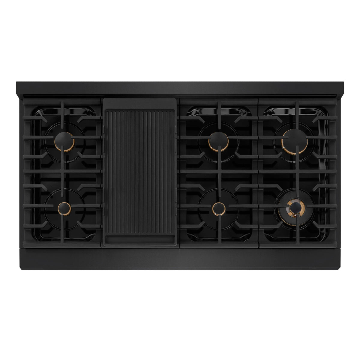 ZLINE - 48 in. Autograph Edition Paramount Gas Rangetop with 8 Burners and Porcelain Cooktop in Black Stainless Steel with Champagne Bronze Accents