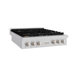 ZLINE - 36 in. Paramount Gas Rangetop with 6 Brass Burners and Porcelain Cooktop in Satin Stainless Steel (SRTS-BR-36)