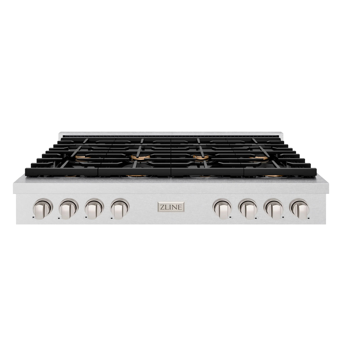 ZLINE - 48 in. Paramount Gas Rangetop with 8 Brass Burners and Porcelain Cooktop in Satin Stainless Steel (SRTS-BR-48)