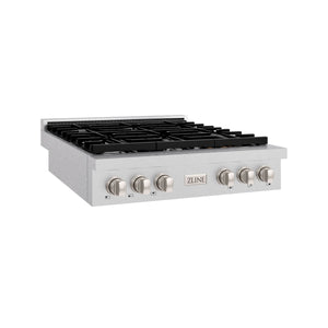 ZLINE - 36 in. Paramount Gas Rangetop with 6 Burners and Porcelain Cooktop in Satin Stainless Steel
