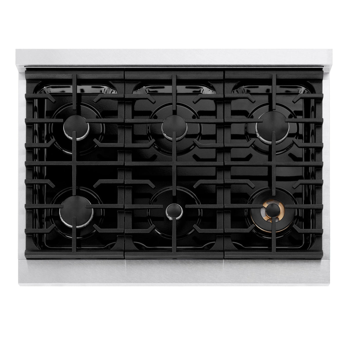 ZLINE - 36 in. Paramount Gas Rangetop with 6 Burners and Porcelain Cooktop in Satin Stainless Steel