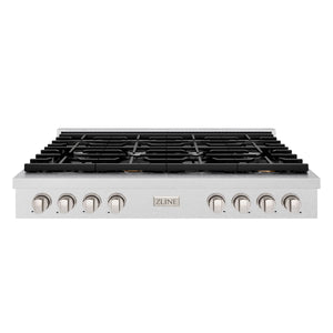 ZLINE - 48 in. Paramount Gas Rangetop with 8 Burners and Porcelain Cooktop in Satin Stainless Steel
