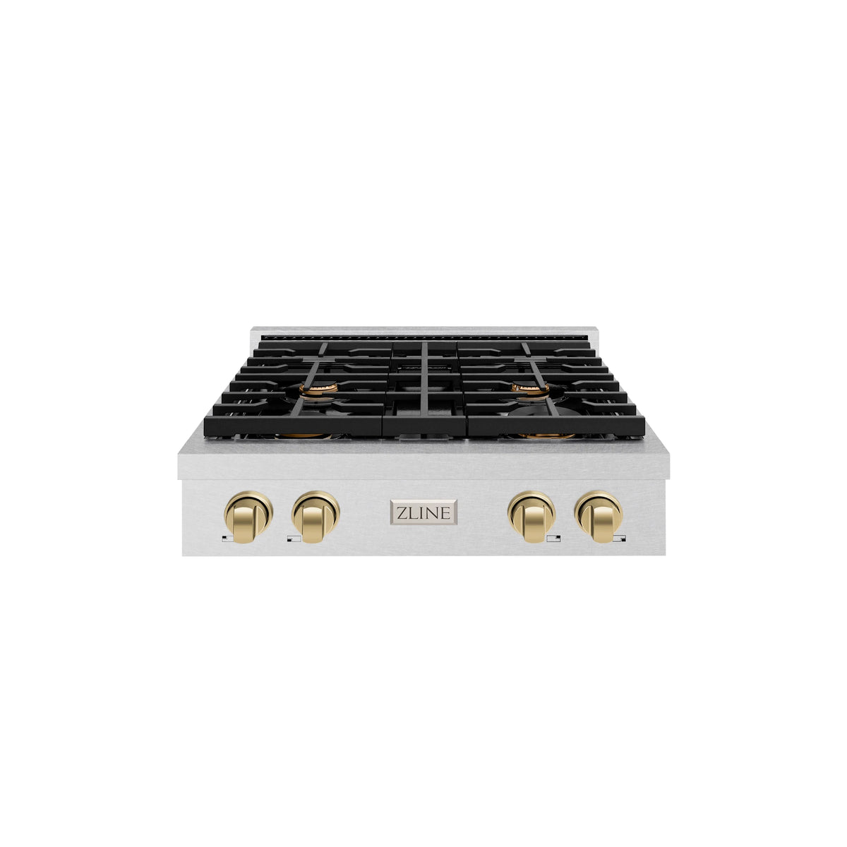 ZLINE - 30 in. Autograph Edition Paramount Gas Rangetop with 4 Burners and Porcelain Cooktop in Satin Stainless Steel with Champagne Bronze Accents