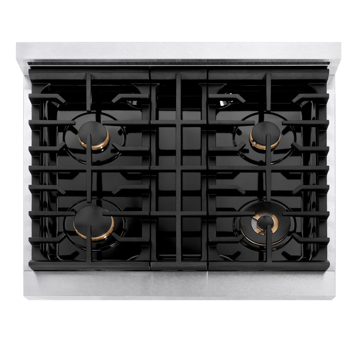ZLINE - 30 in. Autograph Edition Paramount Gas Rangetop with 4 Burners and Porcelain Cooktop in Satin Stainless Steel with Champagne Bronze Accents