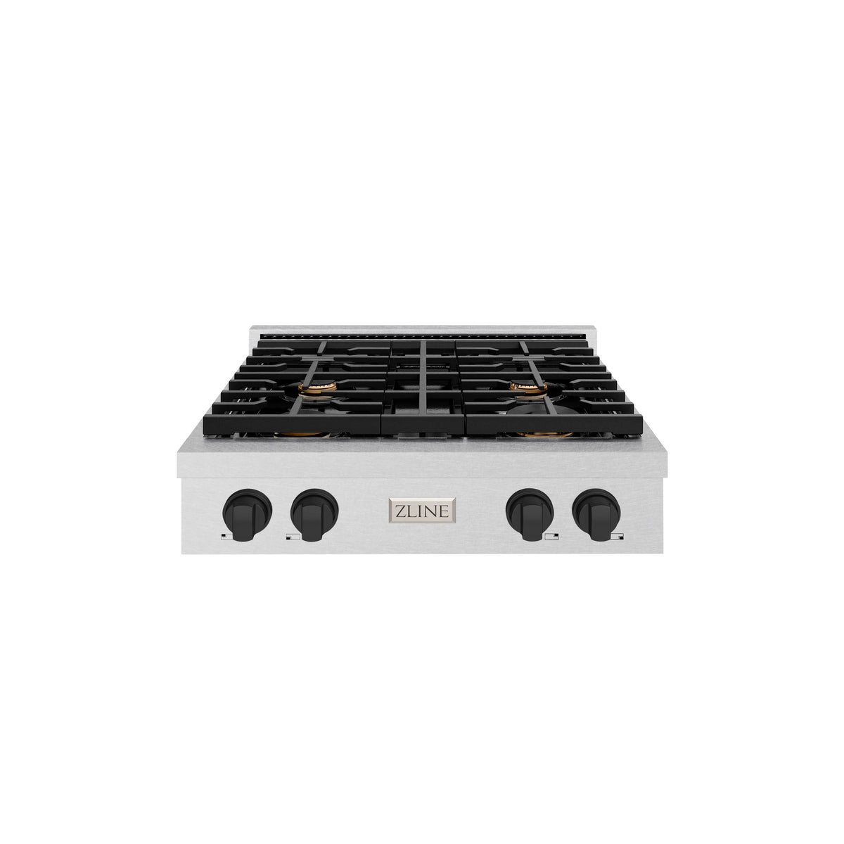 ZLINE - 30 in. Autograph Edition Paramount Gas Rangetop with 4 Burners and Porcelain Cooktop in Satin Stainless Steel with Matte Black Accents (SRTSZ-30-MB)