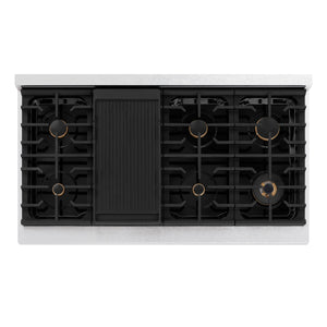 ZLINE - 48 in. Autograph Edition Paramount Gas Rangetop with 8 Burners and Porcelain Cooktop in Satin Stainless Steel with Matte Black Accents (SRTSZ-48-MB)