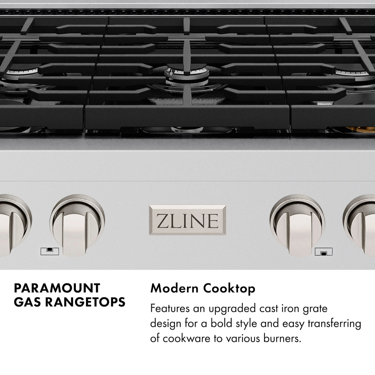 ZLINE - 36 in. Paramount Gas Rangetop with 6 Burners and Porcelain Cooktop in Stainless Steel
