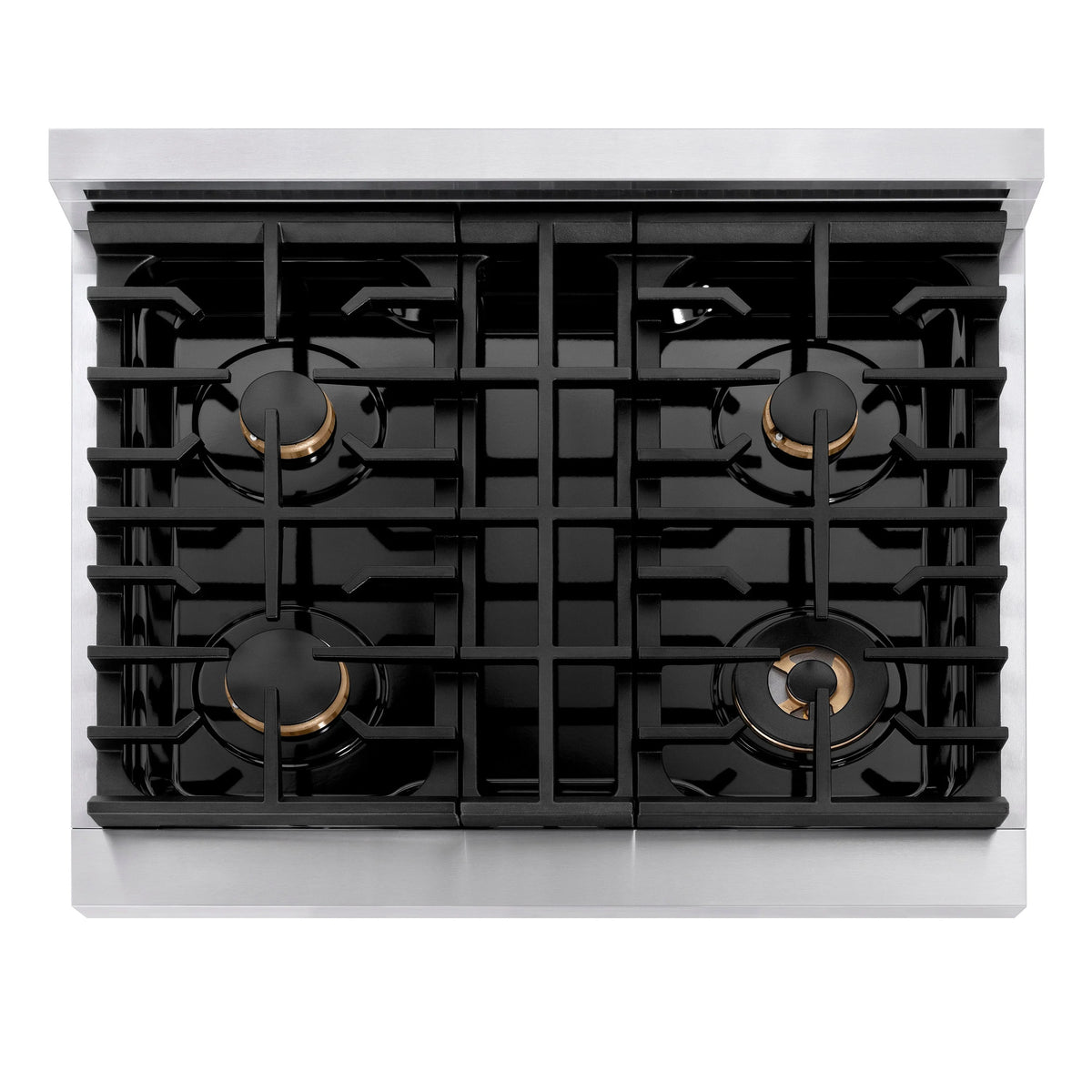 ZLINE - 30 in. Paramount Gas Rangetop with 4 Brass Burners and Porcelain Cooktop in Stainless Steel