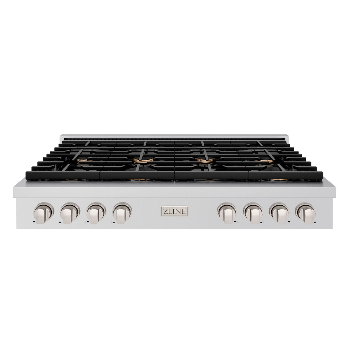 ZLINE - 48 in. Paramount Gas Rangetop with 8 Brass Burners and Porcelain Cooktop in Stainless Steel
