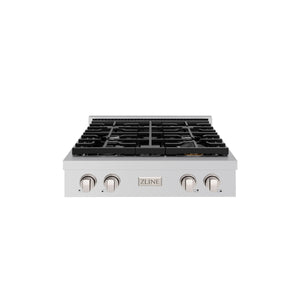 ZLINE - 30 in. Paramount Gas Rangetop with 4 Burners and Porcelain Cooktop in Stainless Steel (SRT30)