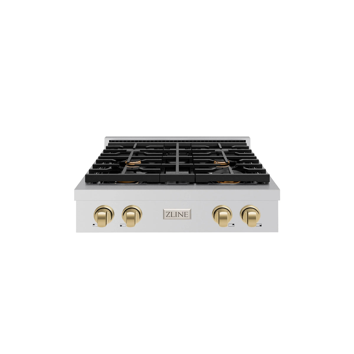 ZLINE - 30 in. Autograph Edition Paramount Gas Rangetop with 4 Burners and Porcelain Cooktop in Stainless Steel with Champagne Bronze Accents