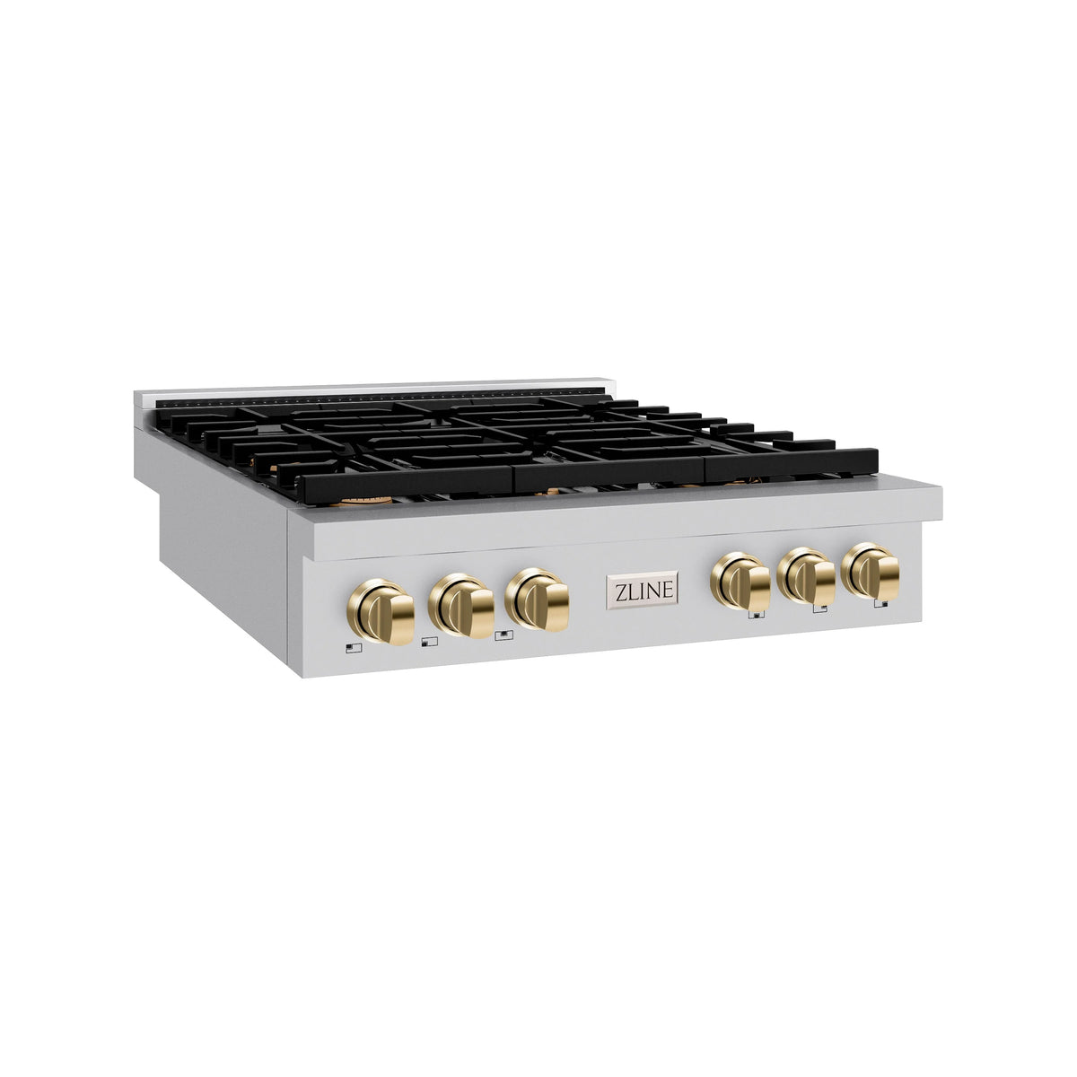 ZLINE - 36 in. Autograph Edition Paramount Gas Rangetop with 6 Burners and Porcelain Cooktop in Stainless Steel with Polished Gold Accents