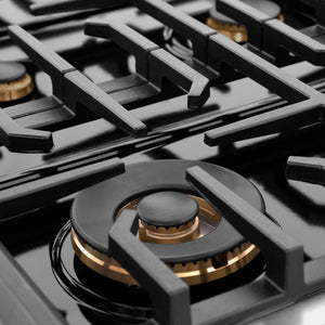 ZLINE - 36 in. Autograph Edition Paramount Gas Rangetop with 6 Burners and Porcelain Cooktop in Stainless Steel with Matte Black Accents