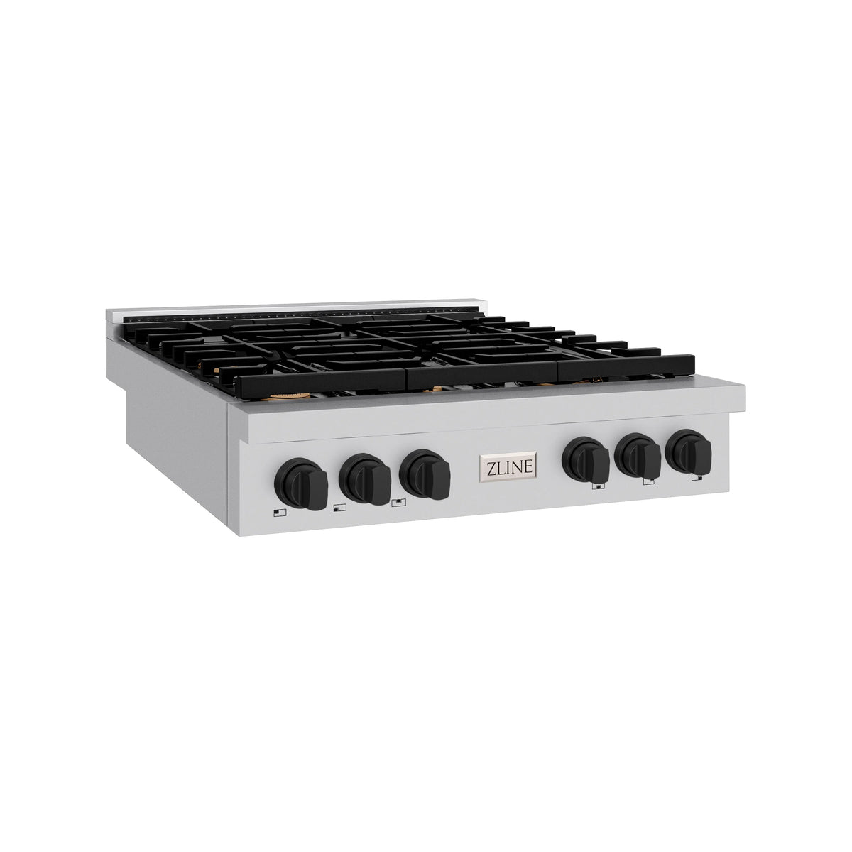 ZLINE - 36 in. Autograph Edition Paramount Gas Rangetop with 6 Burners and Porcelain Cooktop in Stainless Steel with Matte Black Accents