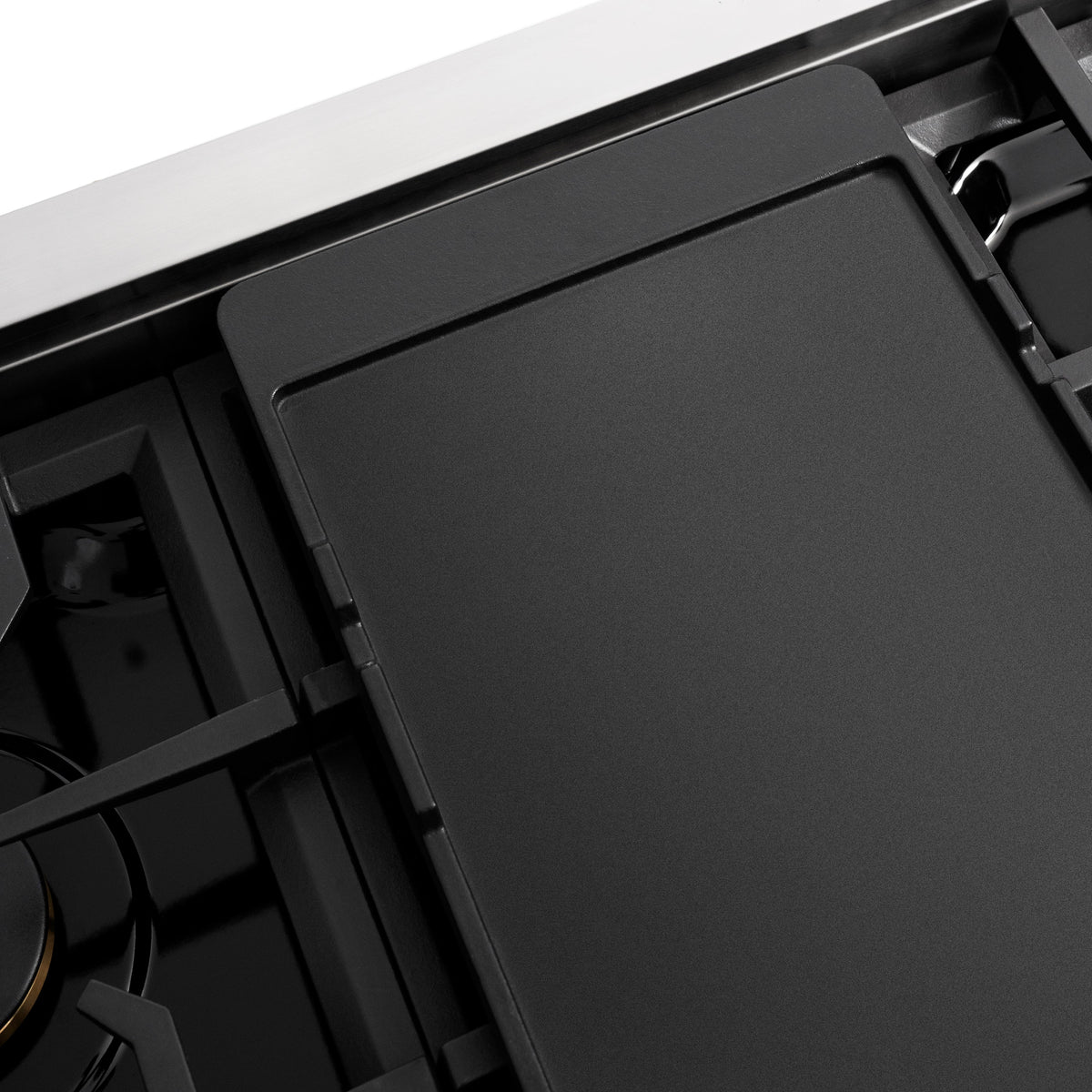 ZLINE - 48 in. Autograph Edition Paramount Gas Rangetop with 8 Burners and Porcelain Cooktop in Stainless Steel with Matte Black Accents