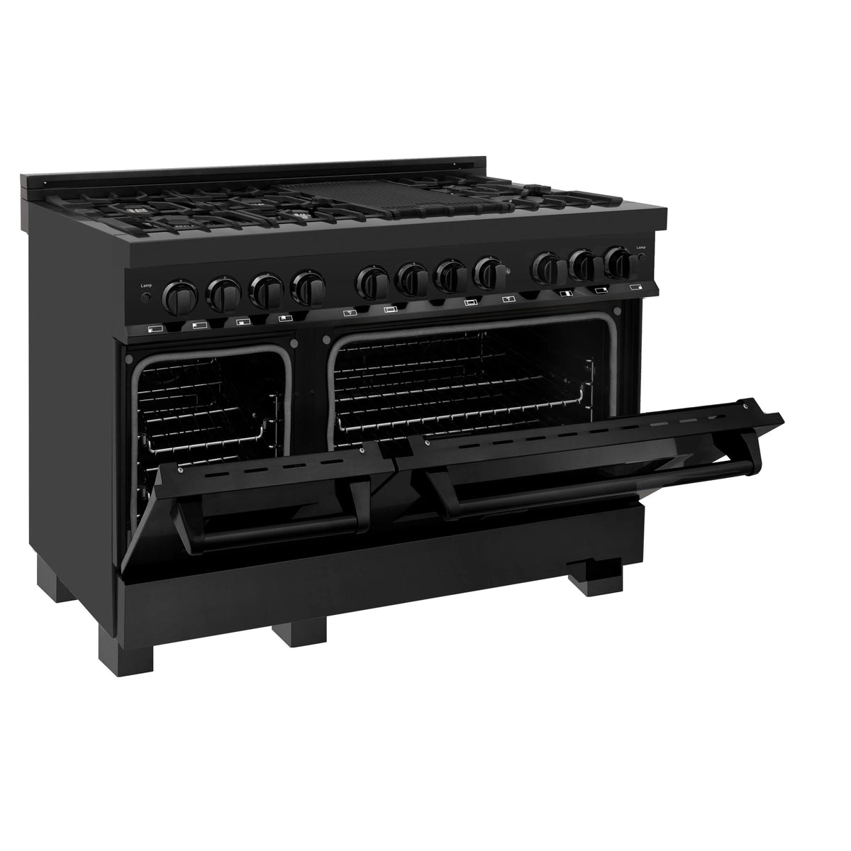 ZLINE - 48 in. 6.0 cu. ft. Legacy Dual Fuel Range with 7 Burner Gas Cooktop and 2 Electric Ovens in Black Stainless Steel (RAB-48)