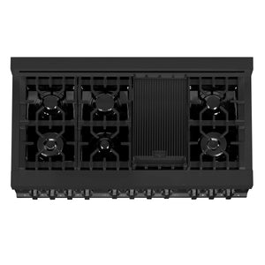 ZLINE - 48 in. 6.0 cu. ft. Legacy Dual Fuel Range with 7 Burner Gas Cooktop and 2 Electric Ovens in Black Stainless Steel (RAB-48)