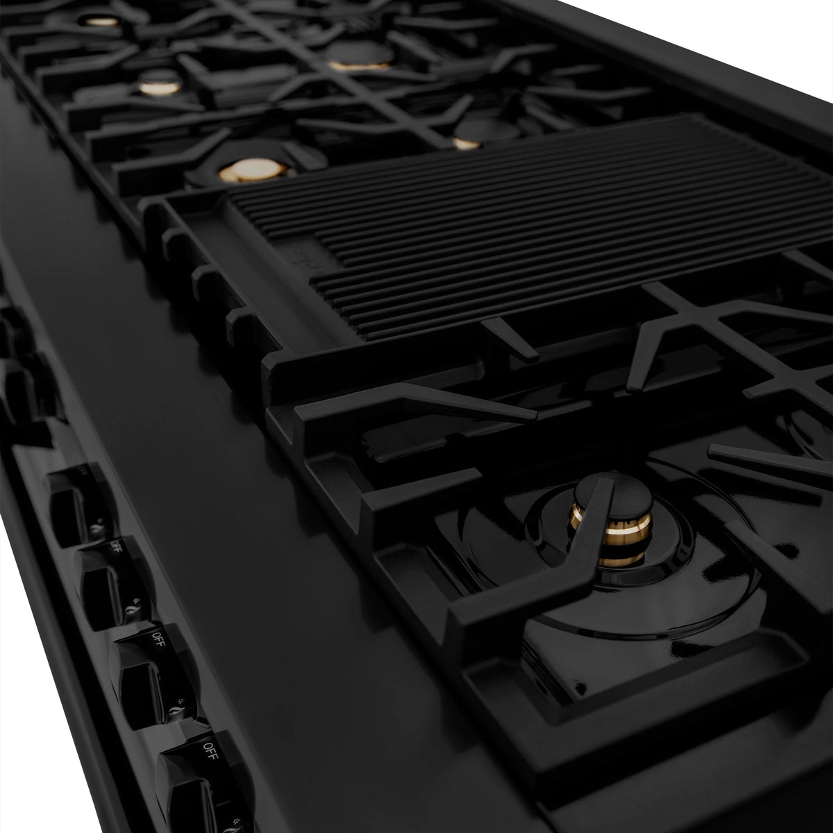 ZLINE - 60 in. 7.4 cu. ft. Legacy Dual Fuel Range with 9 Burner Gas Cooktop and 2 Electric Convection Ovens in Black Stainless Steel