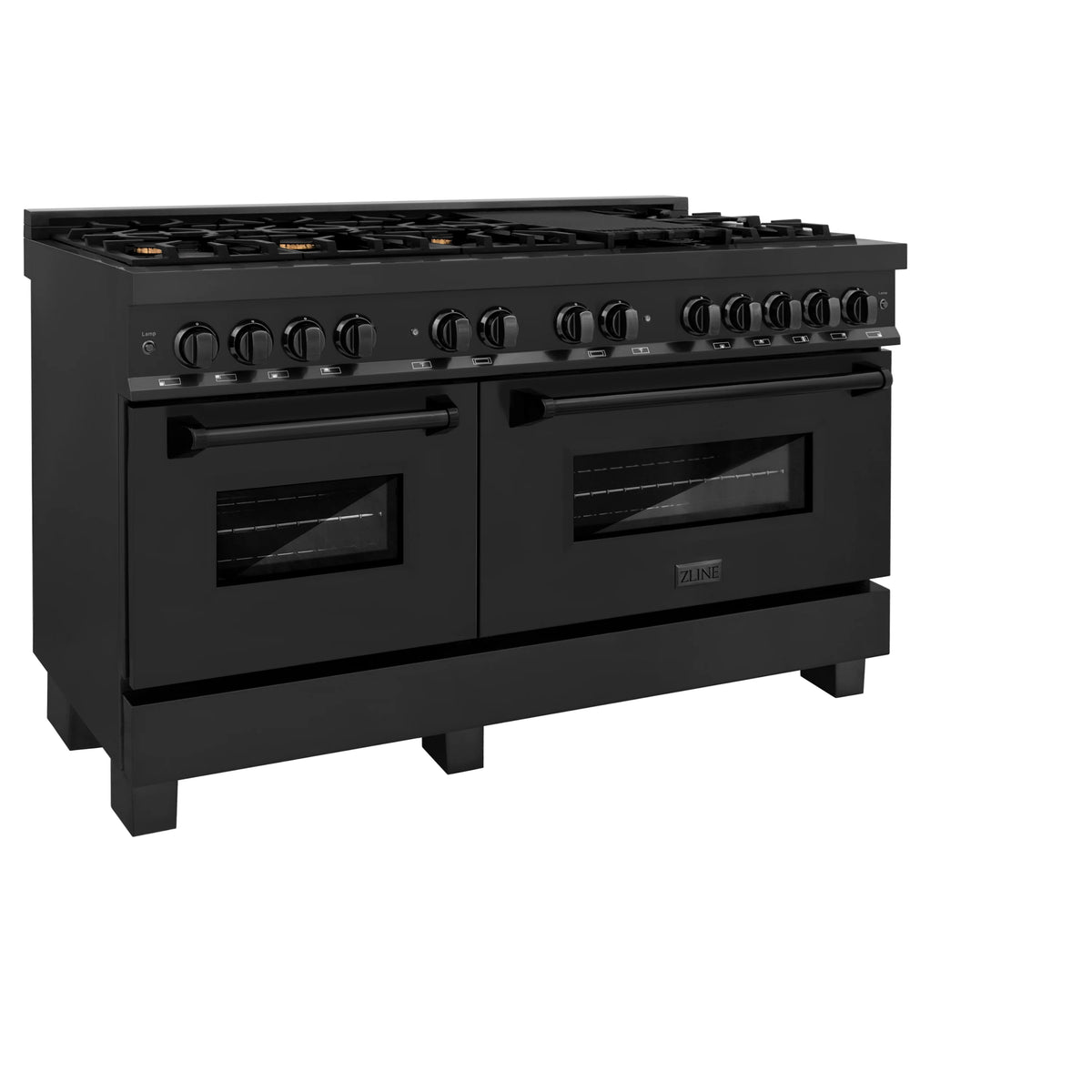ZLINE - 60 in. 7.4 cu. ft. Legacy Dual Fuel Range with 9 Burner Gas Cooktop and 2 Electric Convection Ovens in Black Stainless Steel