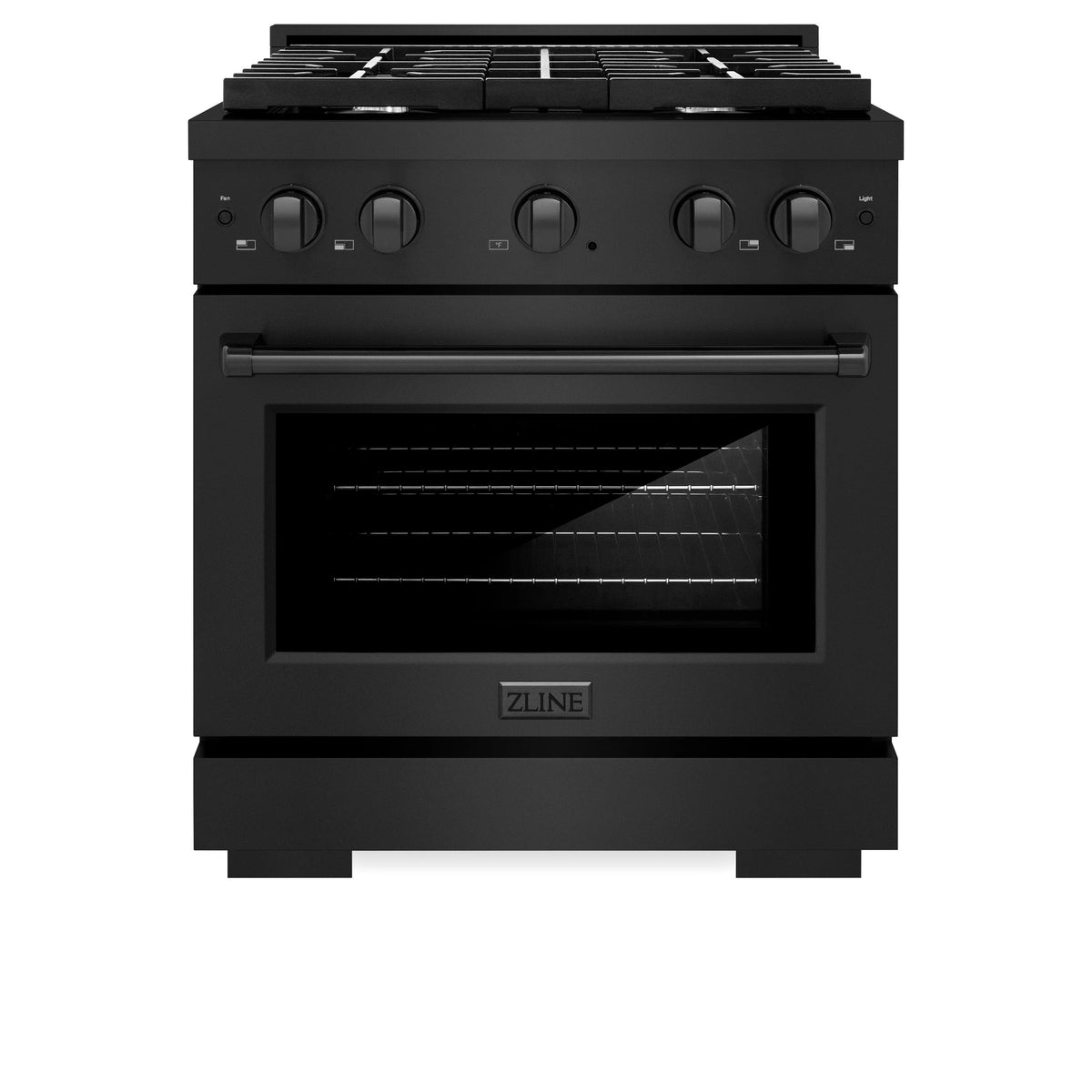 ZLINE - 30 in. 4.2 cu. ft. Paramount Dual Fuel Range with 4 Burner Gas Cooktop and Electric Convection Oven in Black Stainless Steel