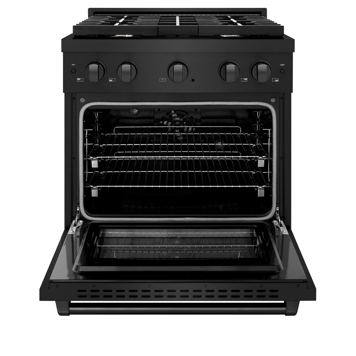 ZLINE - 30 in. 4.2 cu. ft. Paramount Dual Fuel Range with 4 Burner Gas Cooktop and Electric Convection Oven in Black Stainless Steel
