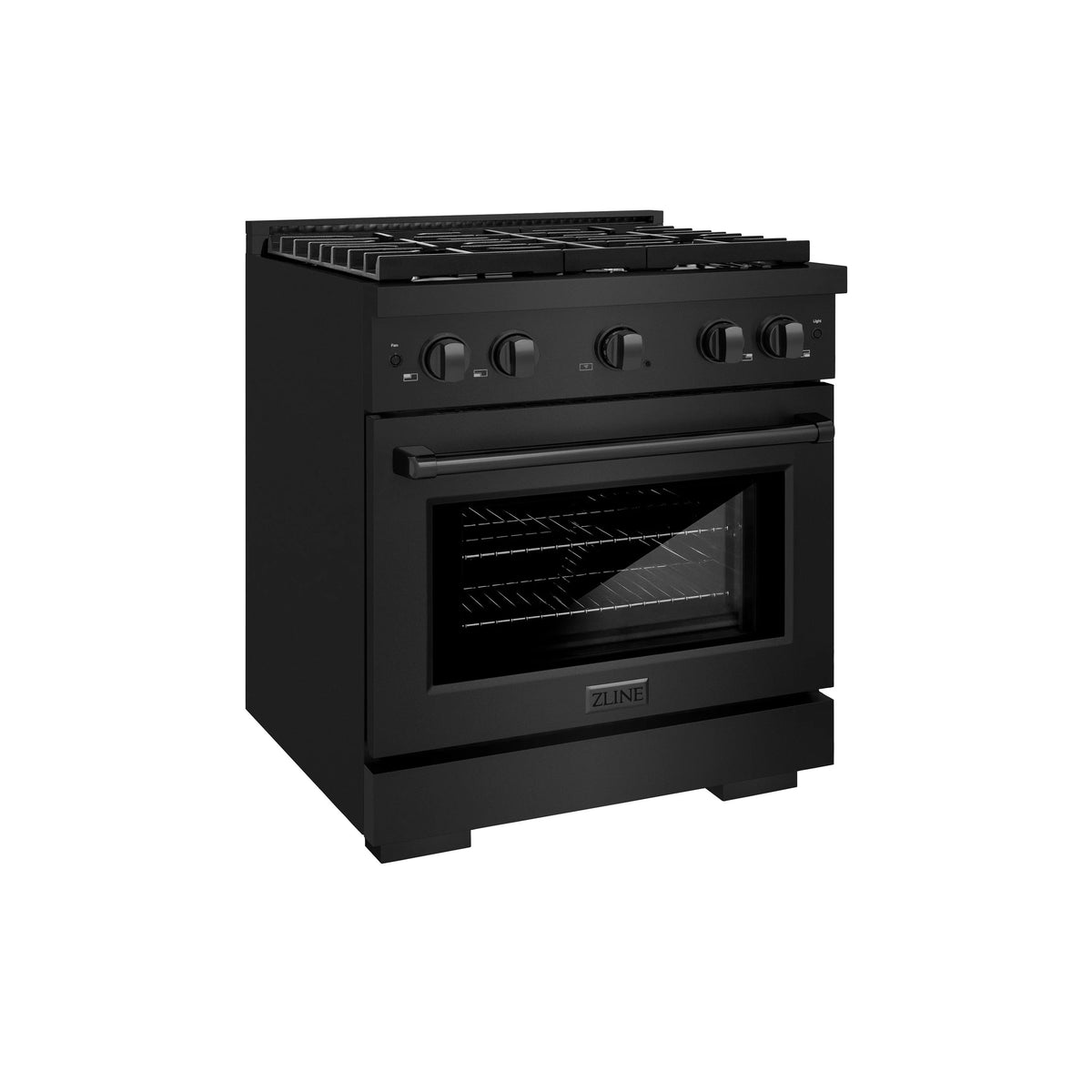 ZLINE - 30 in. 4.2 cu. ft. Paramount Dual Fuel Range with 4 Burner Gas Cooktop and Electric Convection Oven in Black Stainless Steel