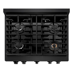 ZLINE - 30 in. 4.2 cu. ft. Paramount Dual Fuel Range with 4 Burner Gas Cooktop and Electric Convection Oven in Black Stainless Steel