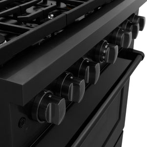 ZLINE - 36 in. 5.2 cu. ft. Paramount Dual Fuel Range with 6 Burner Gas Cooktop and Electric Convection Oven in Black Stainless Steel