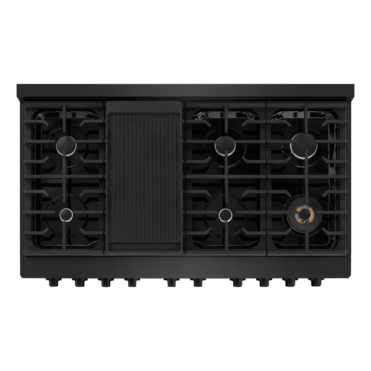 ZLINE - 48 in. 6.7 cu. ft. Paramount Double Oven Dual Fuel Range with 8 Burner Gas Cooktop in Black Stainless Steel (SDRB-48)