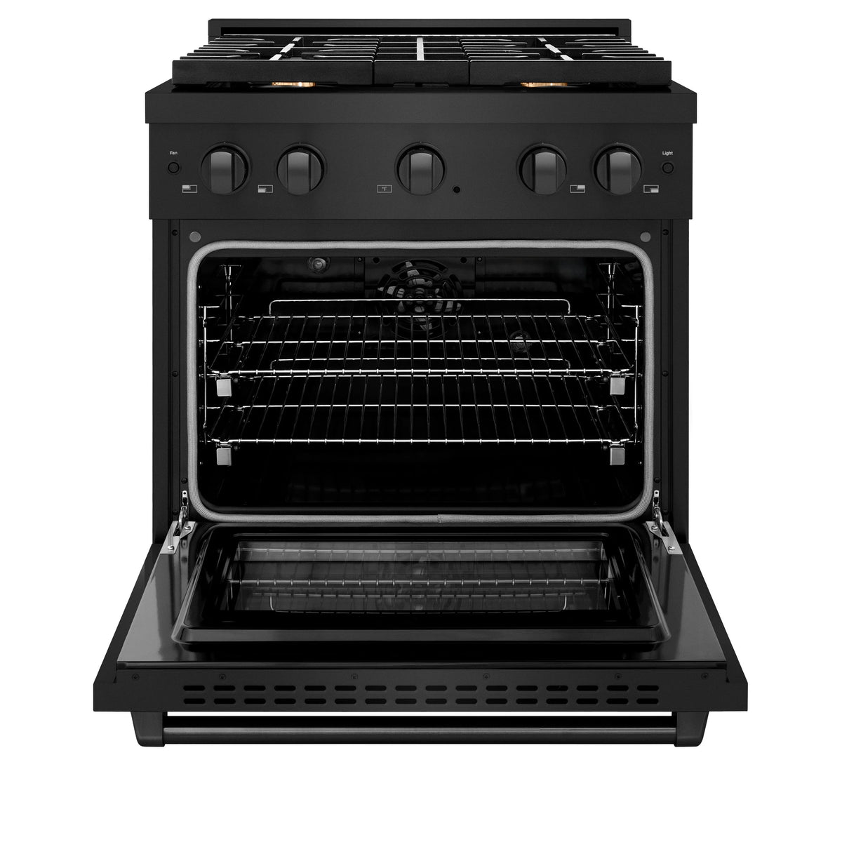 ZLINE - 30 in. 4.2 cu. ft. Paramount Dual Fuel Range with Gas Cooktop and Electric Convection Oven in Black Stainless Steel with 4 Brass Burners