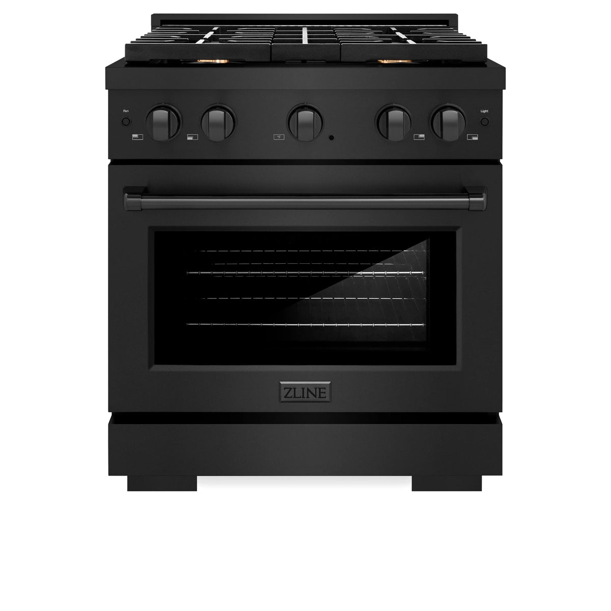 ZLINE - 30 in. 4.2 cu. ft. Paramount Dual Fuel Range with Gas Cooktop and Electric Convection Oven in Black Stainless Steel with 4 Brass Burners