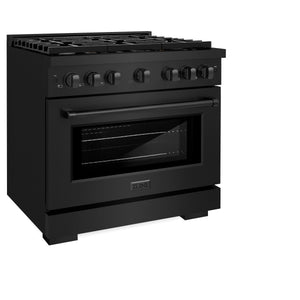 ZLINE - 36 in. 5.2 cu. ft. Paramount Dual Fuel Range with Gas Cooktop and Electric Convection Oven in Black Stainless Steel with 6 Brass Burners