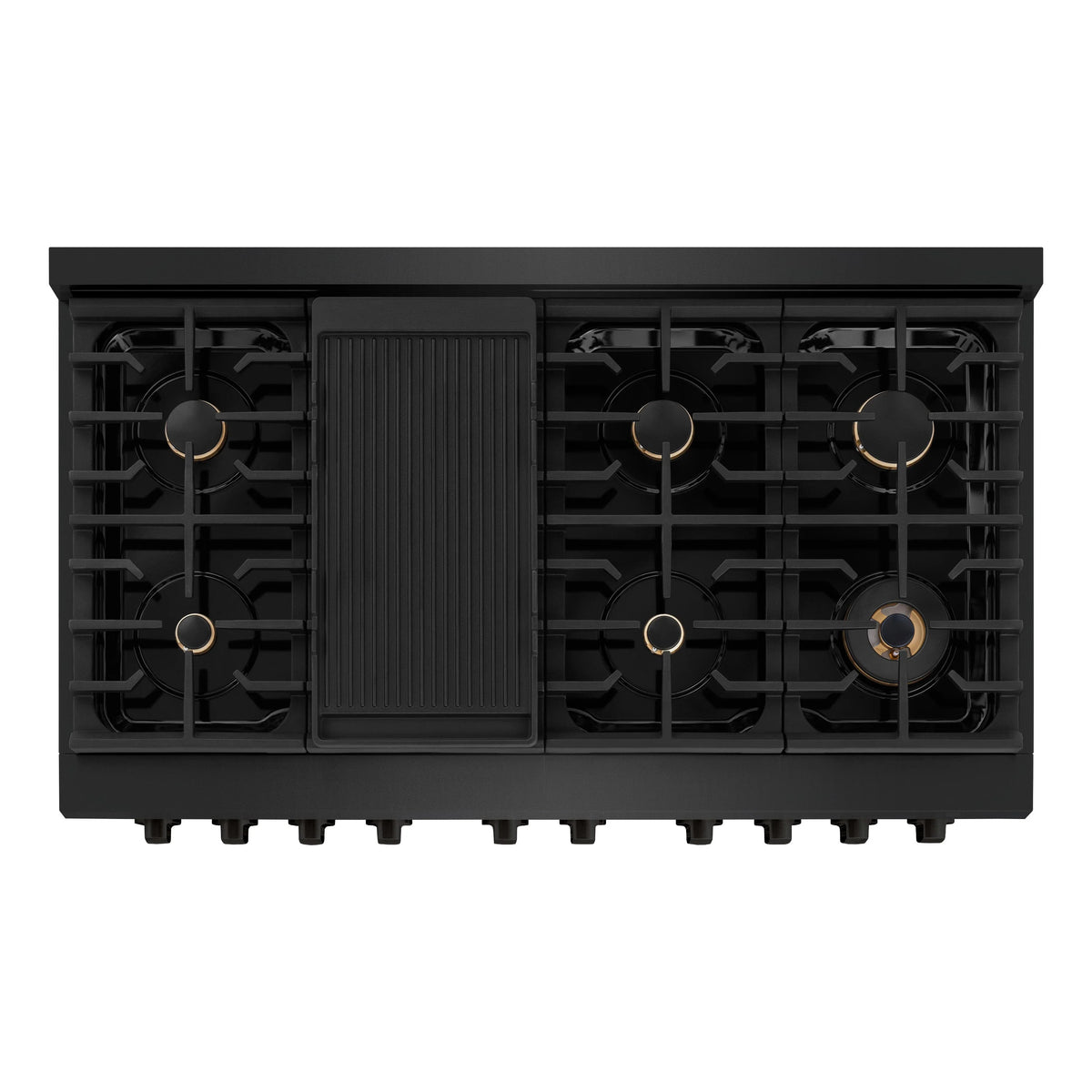 ZLINE - 48 in. 6.7 cu. ft. Paramount Double Oven Dual Fuel Range in Black Stainless Steel with 8 Brass Burners (SDRB-BR-48)