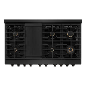 ZLINE - 48 in. 6.7 cu. ft. Paramount Double Oven Dual Fuel Range in Black Stainless Steel with 8 Brass Burners (SDRB-BR-48)