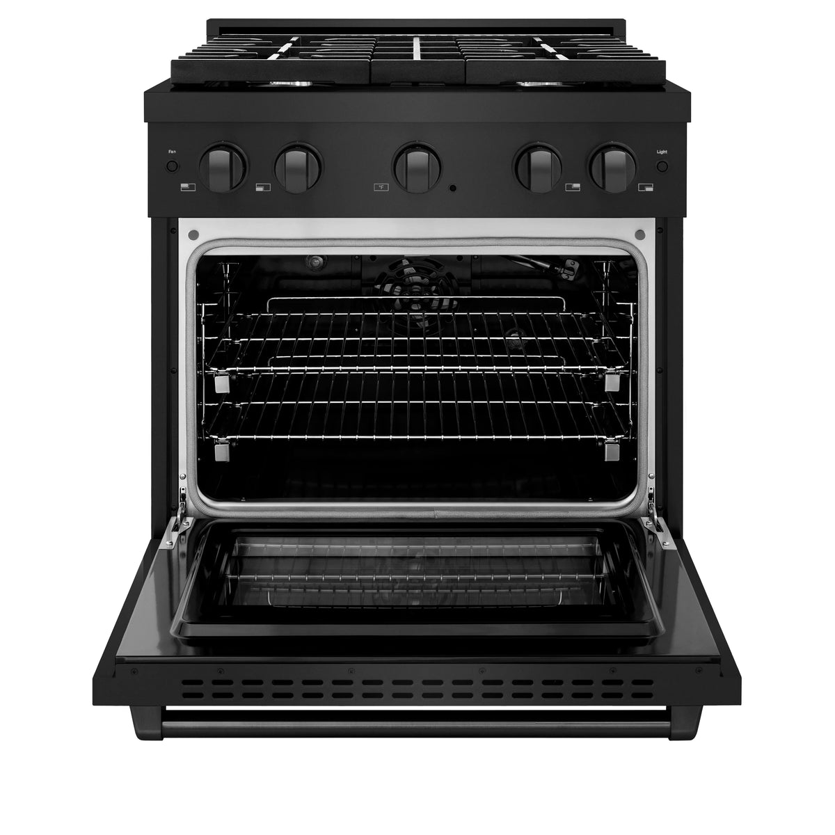 ZLINE - 30 in. 4.2 cu. ft. Paramount Gas Range with 4 Burner Cooktop and Convection Gas Oven in Black Stainless Steel (SGRB-30)