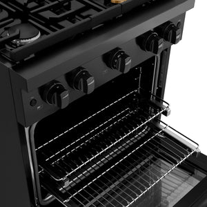 ZLINE - 30 in. 4.2 cu. ft. Paramount Gas Range with 4 Burner Cooktop and Convection Gas Oven in Black Stainless Steel (SGRB-30)