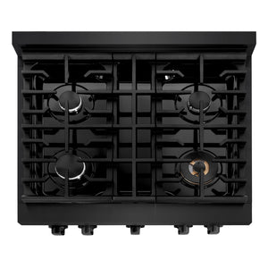 ZLINE - 30 in. 4.2 cu. ft. Paramount Gas Range with 4 Burner Cooktop and Convection Gas Oven in Black Stainless Steel (SGRB-30)
