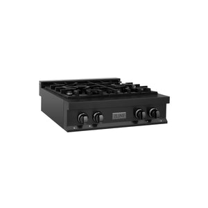 ZLINE - 30 in. Legacy Gas Rangetop with 4 Burners and Porcelain Cooktop in Black Stainless Steel (RTB-30)