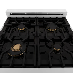 ZLINE 24" 2.8 cu. ft. Dual Fuel Range with Gas Stove and Electric Oven in Stainless Steel with Brass Burners (RA-BR-24)