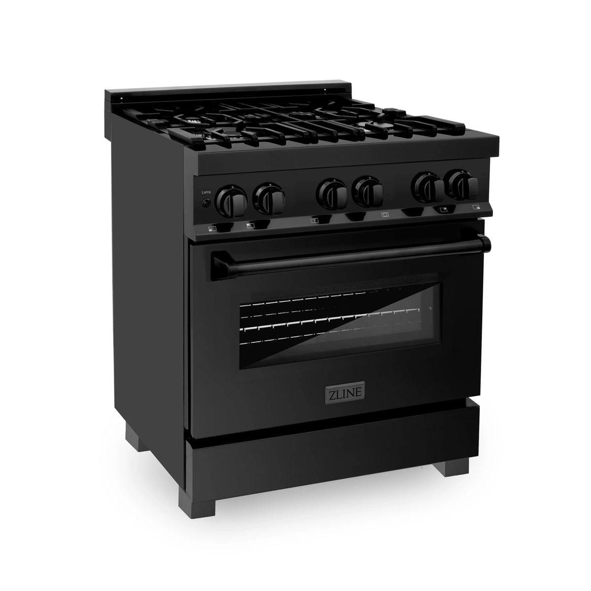 ZLINE - 30 in. 4.0 cu. ft. Legacy Dual Fuel Range with 4 Burner Gas Cooktop and Electric Convection Oven in Black Stainless Steel (RAB-30)