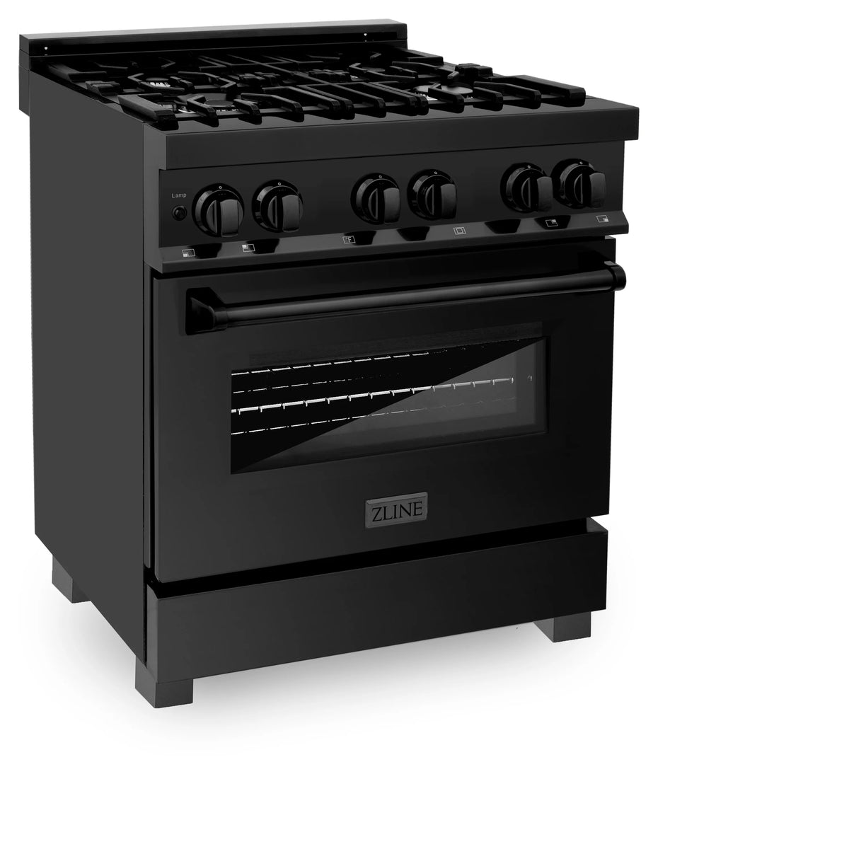 ZLINE - 30 in. 4.0 cu. ft. Legacy Dual Fuel Range with 4 Burner Gas Cooktop and Electric Convection Oven in Black Stainless Steel (RAB-30)