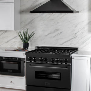 ZLINE - 36 in. 4.6 cu. ft. Legacy Dual Fuel Range with 6 Burner Gas Cooktop and Electric Convection Oven in Black Stainless Steel (RAB-36)