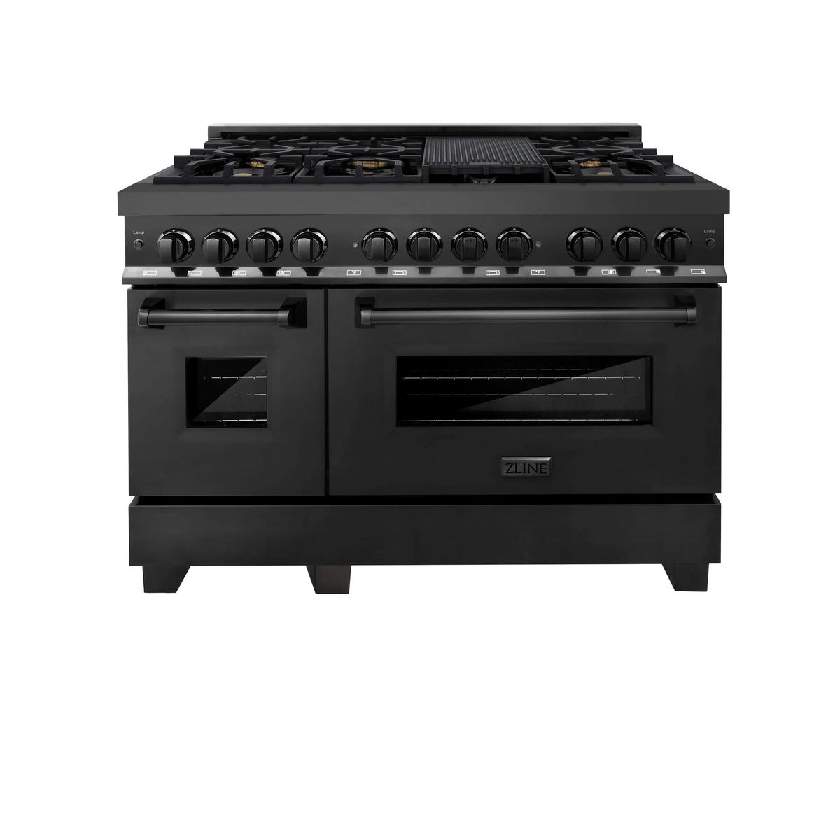 ZLINE - 48&quot; Kitchen Package with Black Stainless Steel Dual Fuel Range and Convertible Vent Range Hood (2KP-RABRH48)