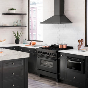 ZLINE 36" 4.6 cu. ft. Dual Fuel Range with Gas Stove and Electric Oven in Black Stainless Steel with Brass Burners (RAB-BR-36)