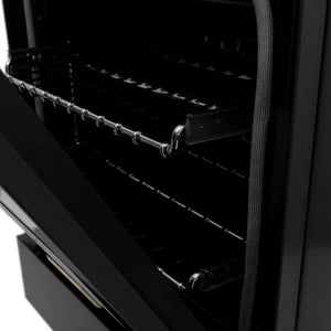 ZLINE - Autograph Edition 24 in. 2.8 cu. ft. Legacy Dual Fuel Range with 4 Burner Gas Cooktop and Electric Convection Oven in Black Stainless Steel and Champagne Bronze Accents